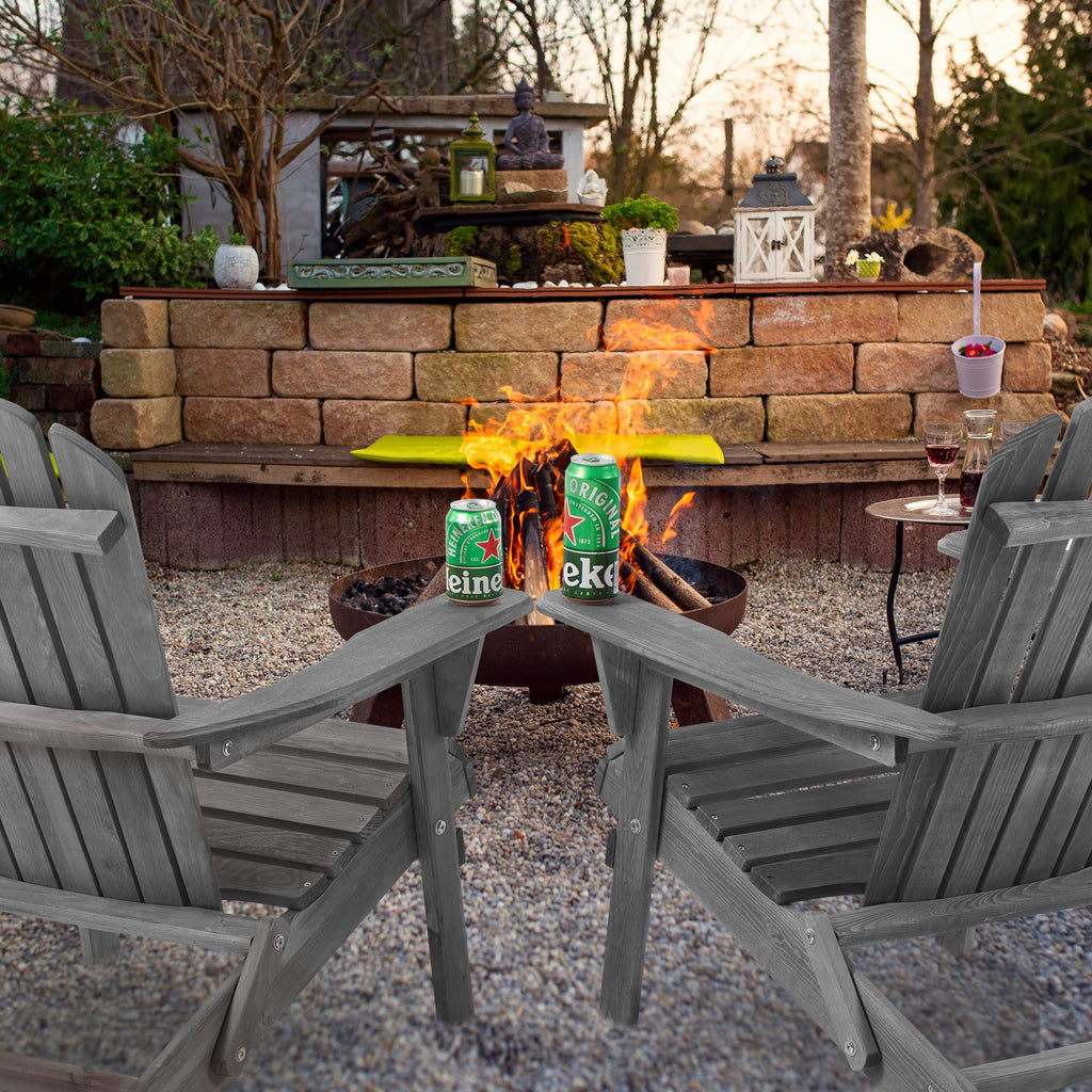 Folding Solid Wood Adirondack Chair Set of 2 Grey I58610
