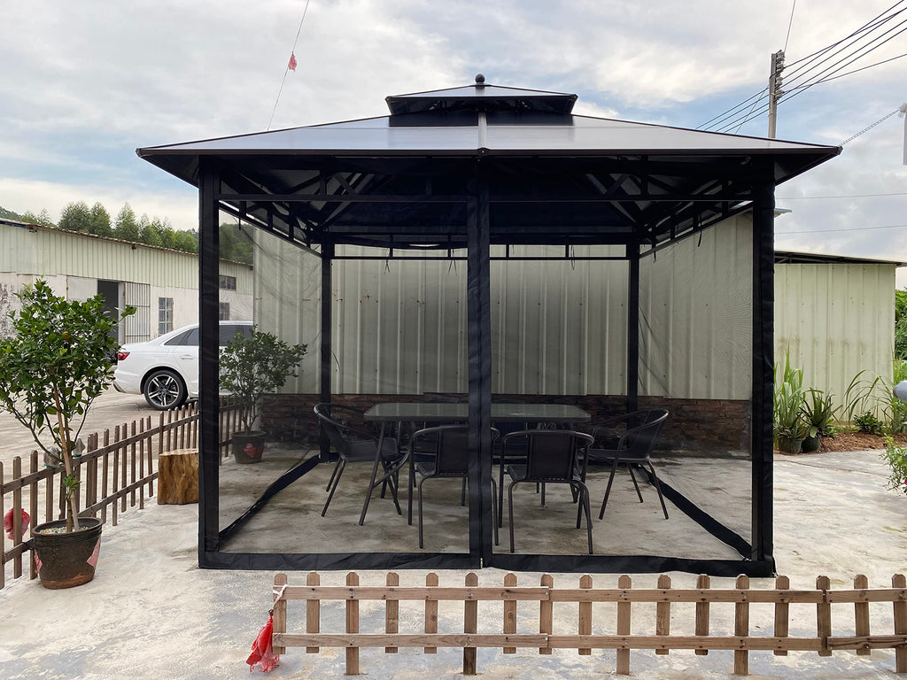 10x10 Black Replacement Mosquito Netting Sidewall Screen with Zipper A27313