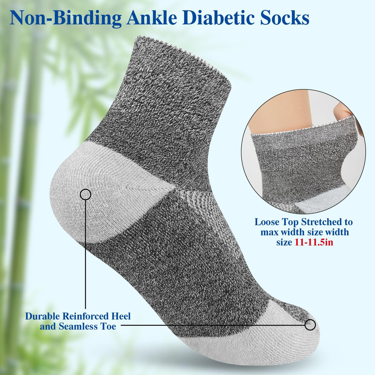 6 Pairs Ankle & 6 Pairs Low Cut Diabetic Socks Size 9-12/10-13/13-15 U386944